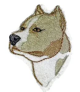 Amazing [Staffordshire Terrier Dog Face ] Embroidery Iron On/Sew Patch (4" x 3")[Made in USA]