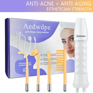 Portable High Frequency Wand, Facial BeautyDevice with Fusion Neon-Argon Applicators, Anti-Aging,Anti-Acne, Guasha Tool, Hair Care for All Skin Types