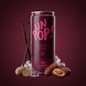 Unpop! Sublime Cola 12-Pack Natural Beverage, Fizzy Drink with Cola Taste, Flavorful Cans