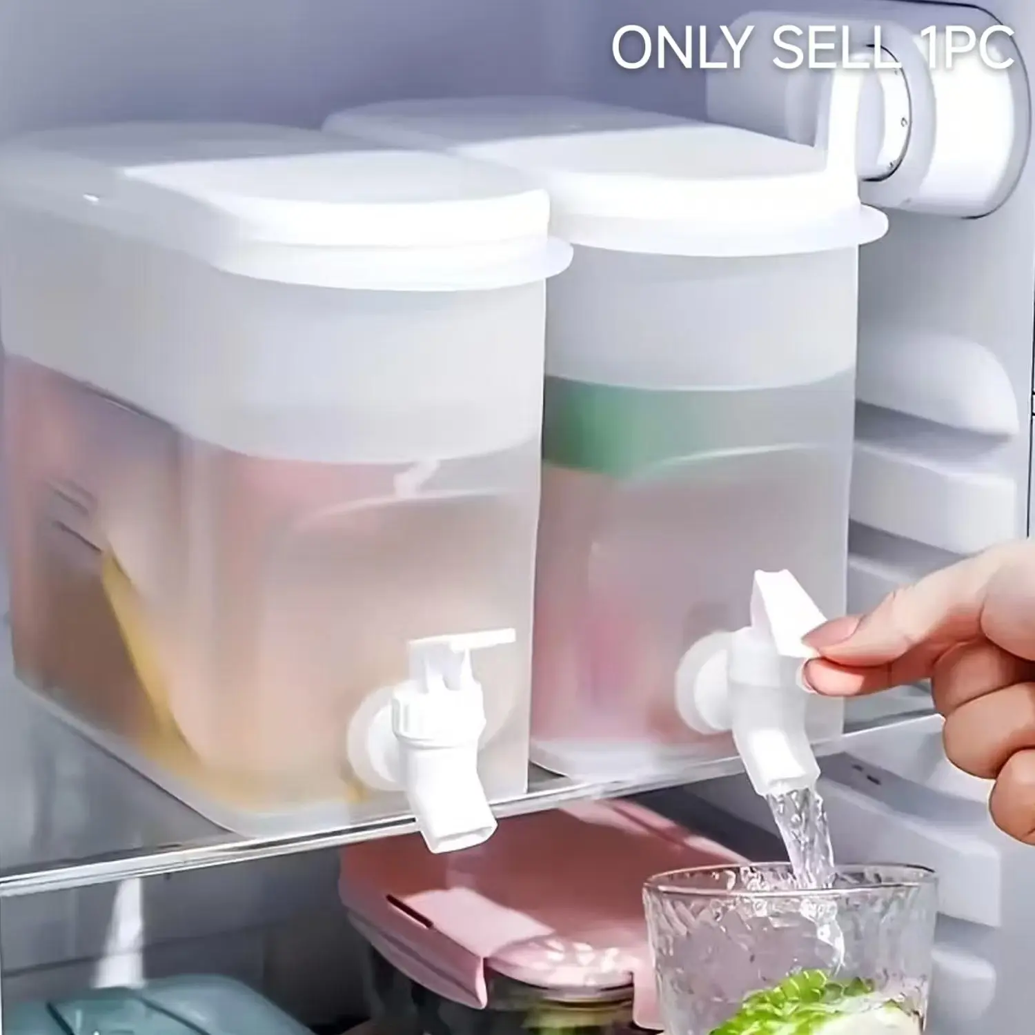 Cold Water Jug with Tap, Leakproof Jug, Drinkware, Large Capacity BPA-Free Food Grade Plastic Beverage Dispenser, Slim Refrigerator Friendly Leak-Proof Spigot, Hot & Cold Resistant for Lemon Tea Juice Home Kitchen Office Party BBQ Housewarming Gift