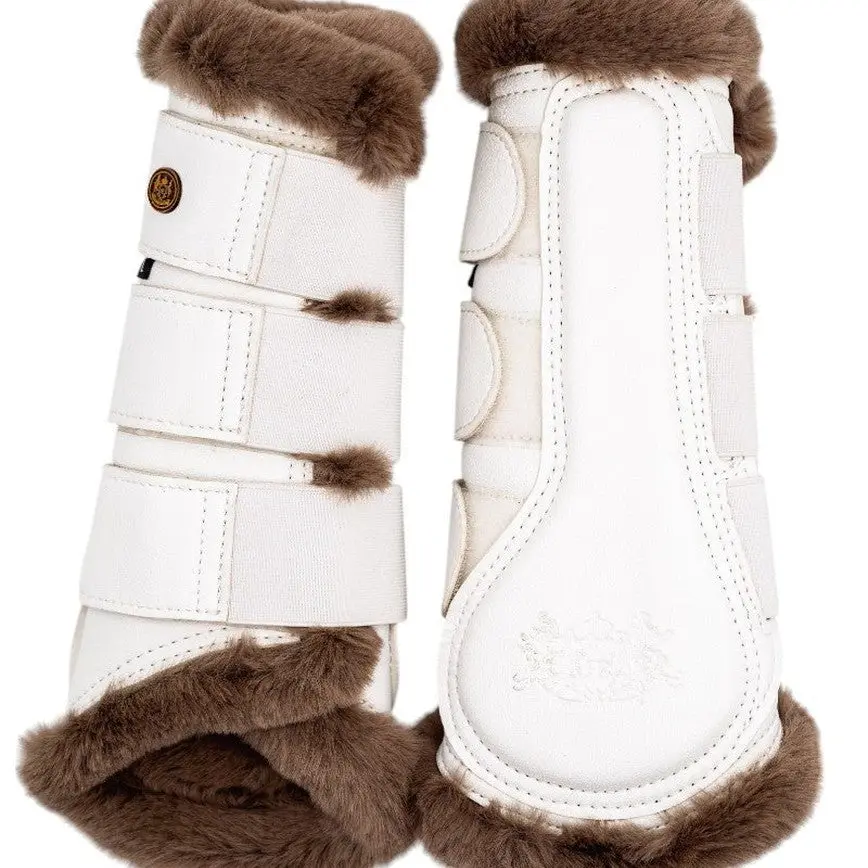Royal Equestrian Lined Brushing Boots White Brown