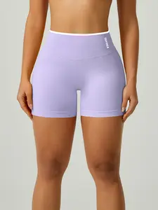 Women's Seamless High-Waisted Athletic Yoga Shorts, Colorblock Design, Butt Lifting & Tight Fit, Ideal for Running & Gym Workouts