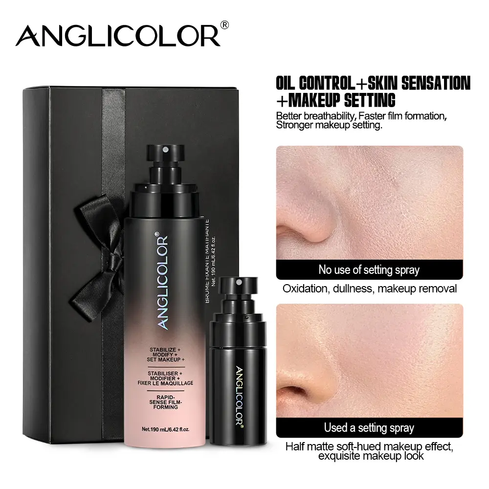 【ANGLICOLOR】Makeup Mattifying Waterproof Setting Spray - 16 HR Flawless Matte Finish, Transferproof, Oil Control, Hydrating, Dewy, Sensitive Skin-Friendly