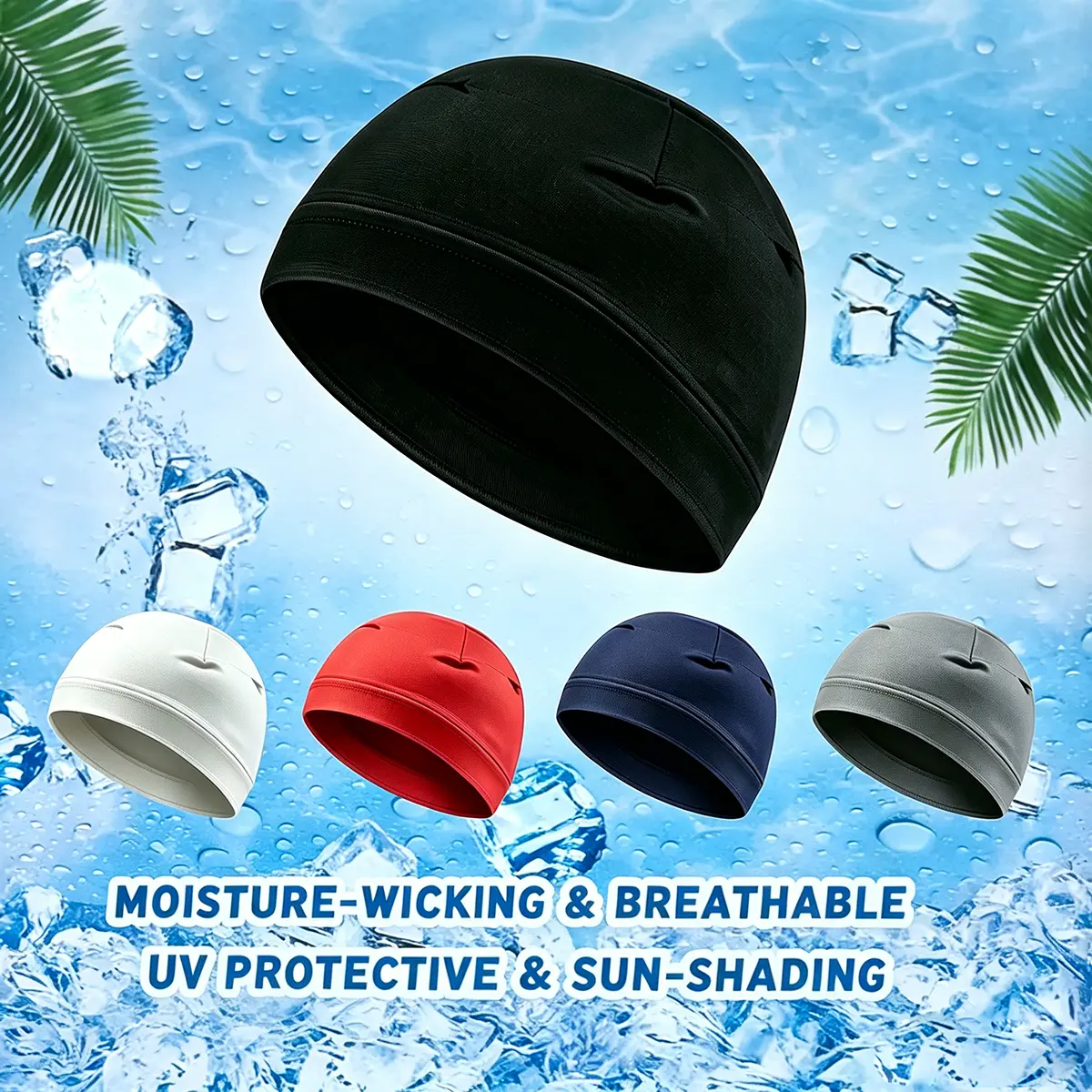 Unisex 4-Piece Casual Hat Set - Cotton Beanie, Hair Bonnet, Lightweight Breathable Skull Cap, Helmet Liner, Stretch Fit (20.5-23.5 in), for Sleep & Daily Indoor/Outdoor Use, 4 Colors
