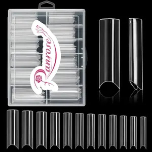 Ranrose 120PCS Extra Long Nail Tips,XXL Super Long Half Cover Deep C Curve False Nails 12 Sizes Tapered Square Press on Nails with Box