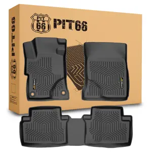 CROSSDESIGN TPE 3D Floor Mats Set Fit For 2012-2015 Honda Civic All Weather TPE Car Liners 3PCS Black