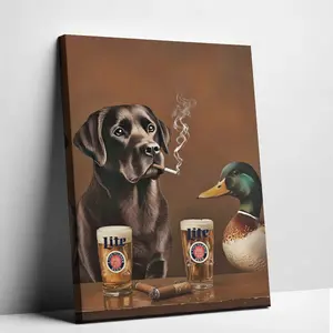 Animal  Vintage Animal Canvas  Funny Dog SmokingCigarette Drink Beer Poster Retro Abstract Mallard PetPictures Prints Painting For Home Bedroom Living RoomBar Wall Decor