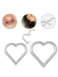 Heart Shaped Stainless Steel Daith Piercing Jewelry Set, Body Piercing Jewelry, Fashionable Earrings for Women, Trendy All-match & Exquisite Jewelry for Birthday Gift
