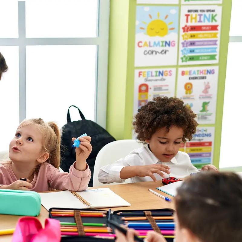 12Pcs 10x14 ESL Calming Posters for Kids - Emotions Chart & Zones of Regulation, Calm Down Corner Supplies, SEL Visual Learning Tools for Emotional Intelligence, Classroom Therapy & Counselor Office Decor,Counselor Office Educational Supplies