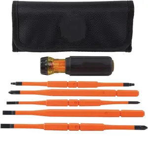 Insulated Screwdriver, 8-in-1 Screwdriver Set with Interchangeable Blades, 3 Phillips, 3 Slotted and 2 Square Tips