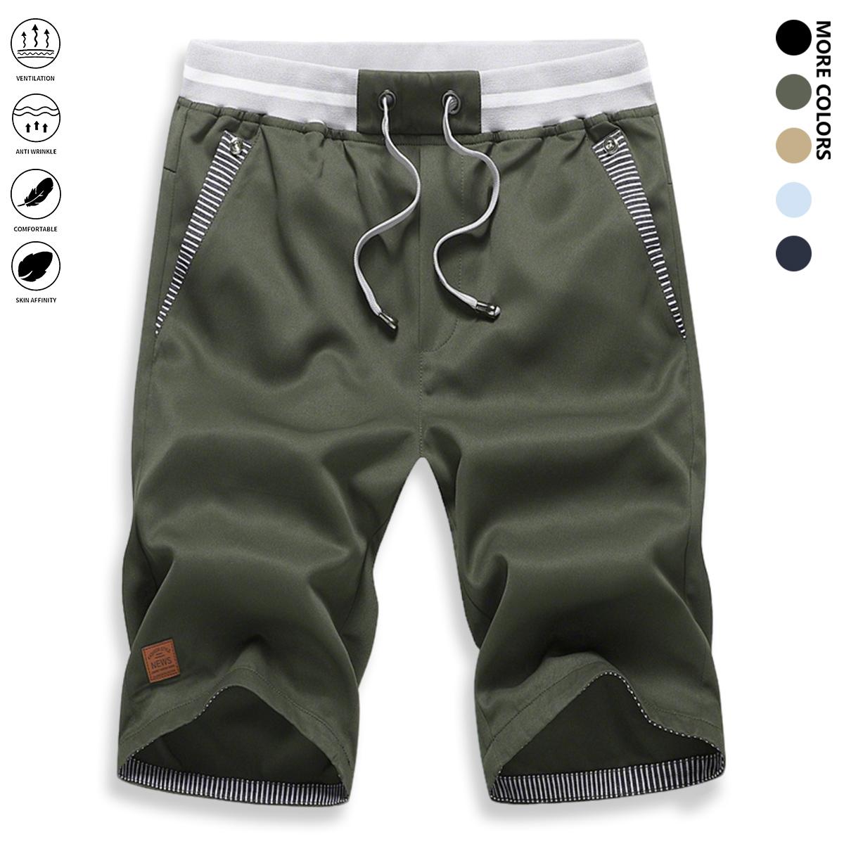 Men’s casual shorts: loose straight-leg summer shorts (6/10 length); light luxury feel. Summer loose 6/10 casual shorts—wear one pair all summer. Versatile men’s 6/10 shorts.