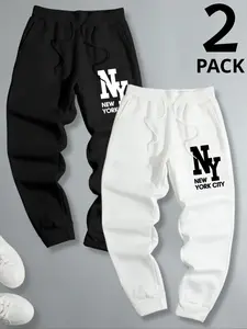 2-Pack Men’s Joggers – NY Letter Graphic Print Pants for Casual & Workout Number 23 Letter Graphic Sweatpants with Drawstring, Streetwear Style for Workout & Daily Wear
