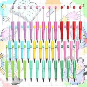 36pcs Beadable Pen 9 Colors Bead Ballpoint Pen Multicolor Retractable Beaded Writing Pen Back to School DIY Craft Office Supplies