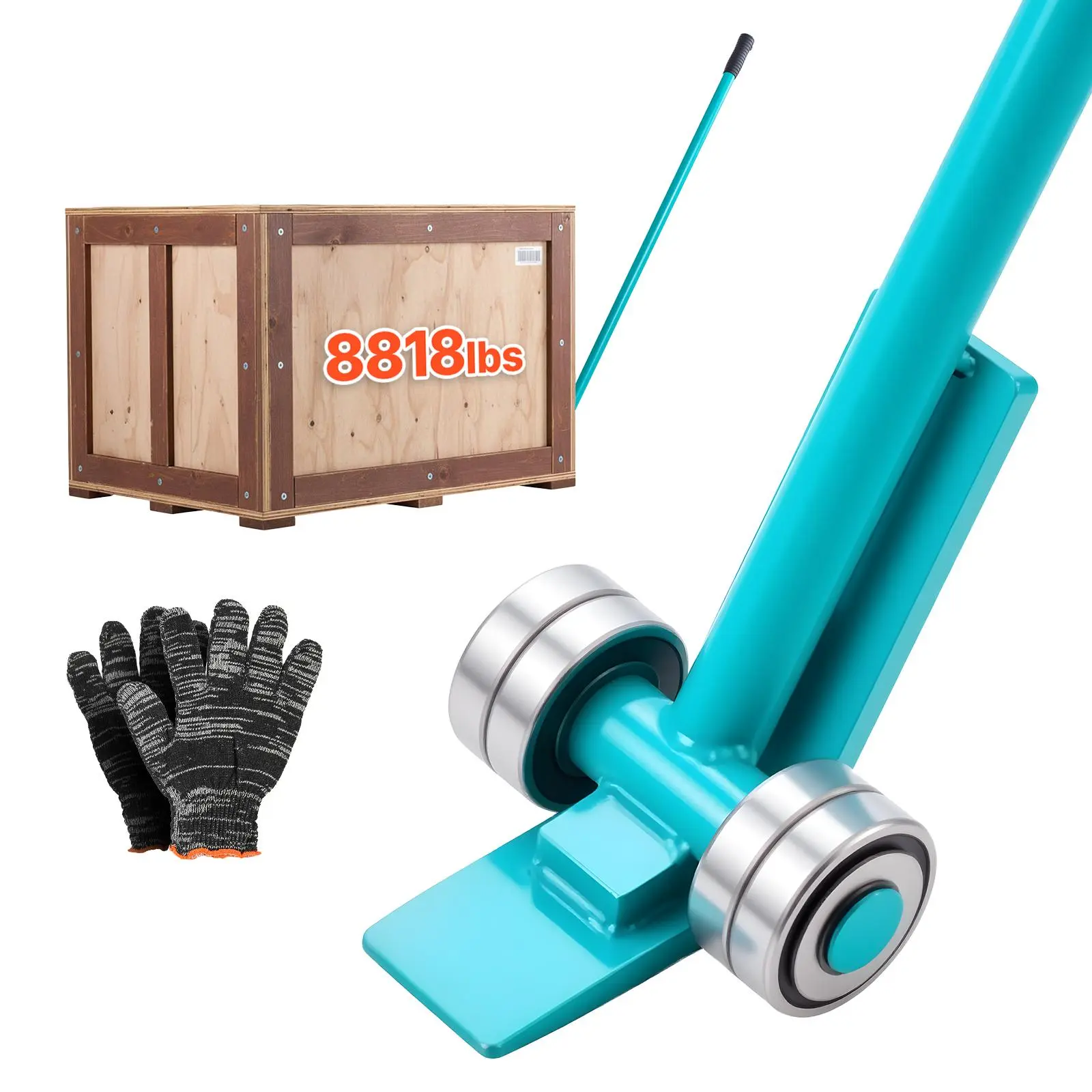 【Summerfinds】VEVOR Prylever Bar,8818 lbs Weight Capacity56.5 Inch Carbon Steel Handle Lever DollyPry Lever Bar with Wheels for Large PalletsHeavy ItemsConcrete BlocksHeavy Duty Equipment Handling