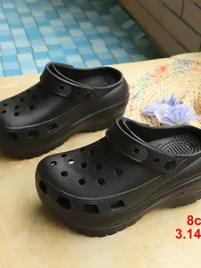Classic Holey Shoes Summer New Outdoor Wear, Height-Boosting Thick Sole, Anti-Slip Beach Sandals, Closed-Toe Slippers for Short Stature