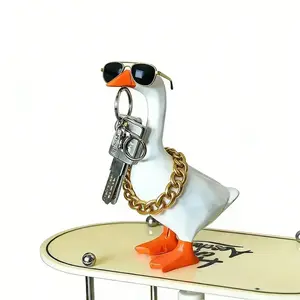 Decorative holiday gifts 7-Inch Resin Desk Goose Statue with Magnetic Beak Funny Desktop Figurine Key Holder for Office Home Decor Cute Christmas Gift Housewarming Ornament Silly Decoration Abstract Figure Sculpture Home Decore#magnetic key holder tiktoks