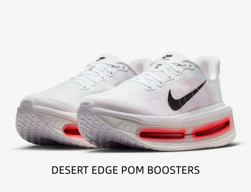 Crisp White Running Shoes with Bold Black Swoosh & Vibrant Red Air Cushion – Lightweight Breathable Sneakers for Road Runs, Gym & Urban Commute