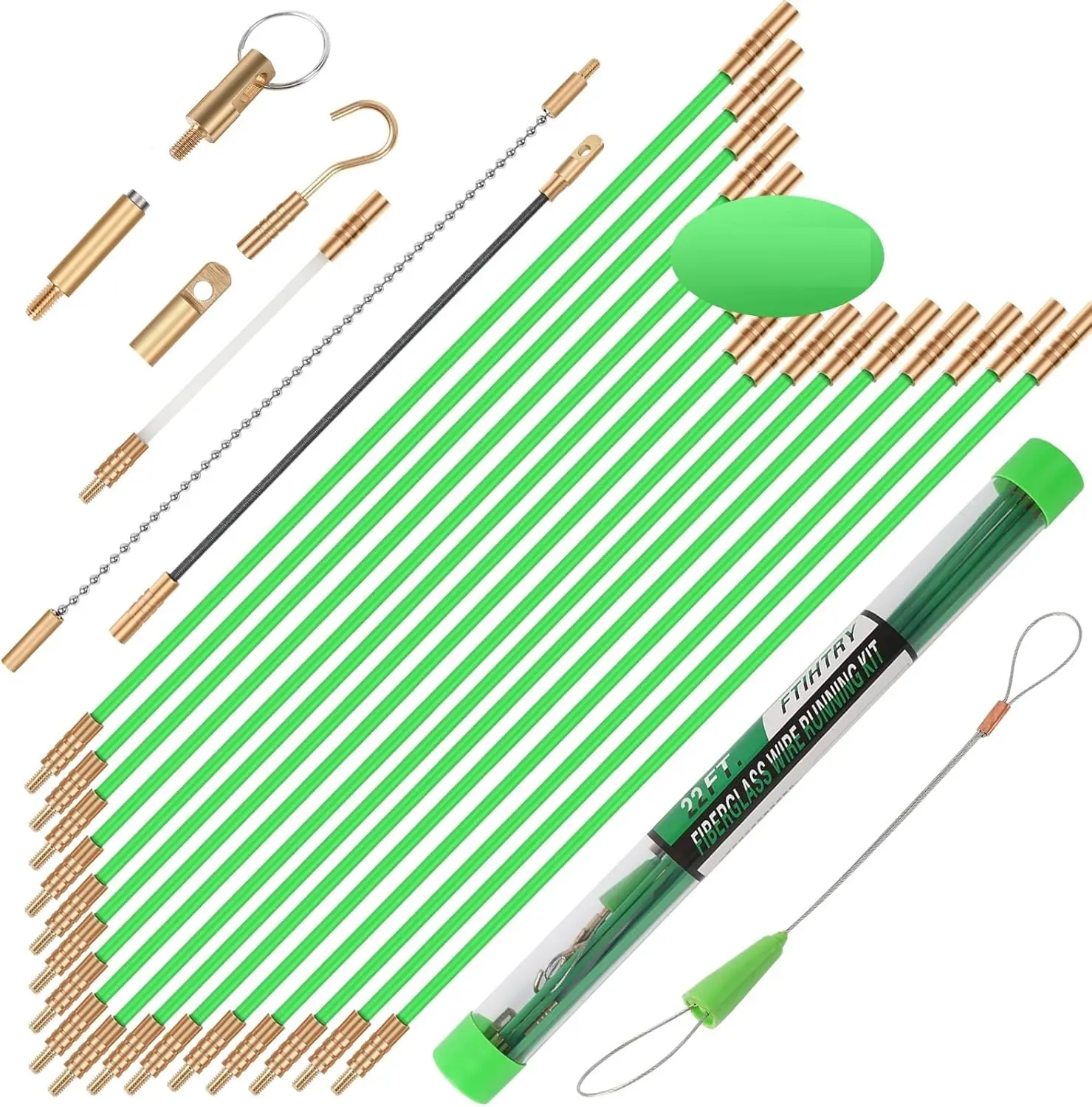 45FT Fiberglass Flexible Wire Pulling Kit with Glow Rods, Fish Tape – DIY Electrical Wiring, Conduit & HDMI Installation Cable Running Tool Set