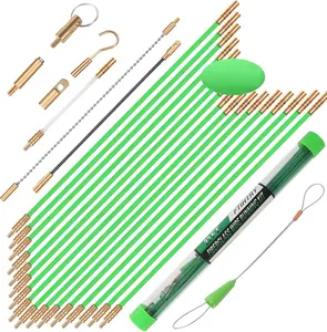 45FT Fiberglass Flexible Wire Pulling Kit with Glow Rods, Fish Tape for Electrical Wiring, HDMI Installation Cable Running Tool Set