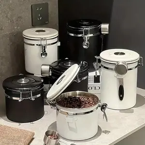 Stainless Steel Sealed Coffee Container Storage Set, 1.5L/1.8L Coffee Jar with Spoon, Suitable for Coffee Beans, Tea, Sugar, Rice
