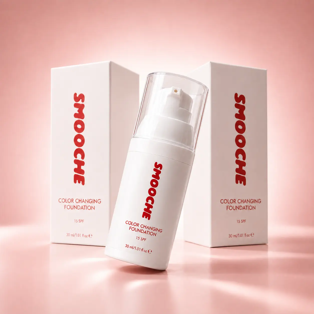 SMOOCHE Color Changing Cosmetic Foundation, Hydrating Self-Adjusting Lightweight Liquid Foundation with SPF 15, Blendable Buildable Coverage, Smooth Natural Satin Finish, 12H Wear, Daily Use, 30mL, Makeup