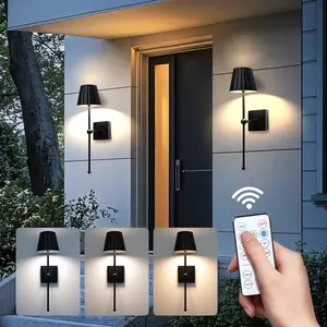 Two-Piece Black Wall Lamp with Remote, Simple Design, USB Rechargeable, Touch Control, Three-Color & Stepless Dimming, Timer function, Suitable for Living Room, Bedroom, Restaurant, Night Light, Lighting Modes Adjustable, Adjustable Lights