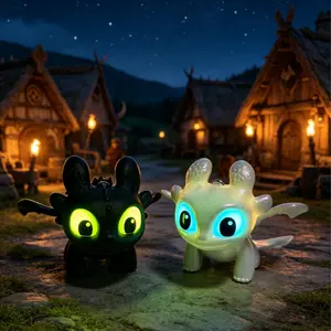 Toothless Desk Decor Ornaments Light Fury Dragon Keychain Eyes Dynamic Glow How Totrain Your Dragon Creative Cool Decoration for Bag Hangers Car Ornament Desktop and Keychain Decor, Unique Fun Gifts