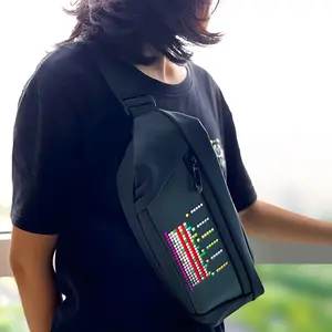 Sling Bag with LED Display, Crossbody Waterproof Shoulder Chest Backpack Cycling Travel Daypack for Men Women Crossbody Bag for Men