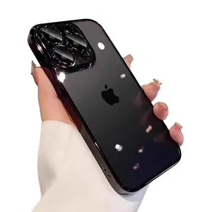 Luxury Shockproof Plating Clear Phone Cases For iPhone 17 16 15 14 13 12 11 Pro Max Plus Soft Silicone Bumper Transparent Back Cover Cellphone Protective Casing