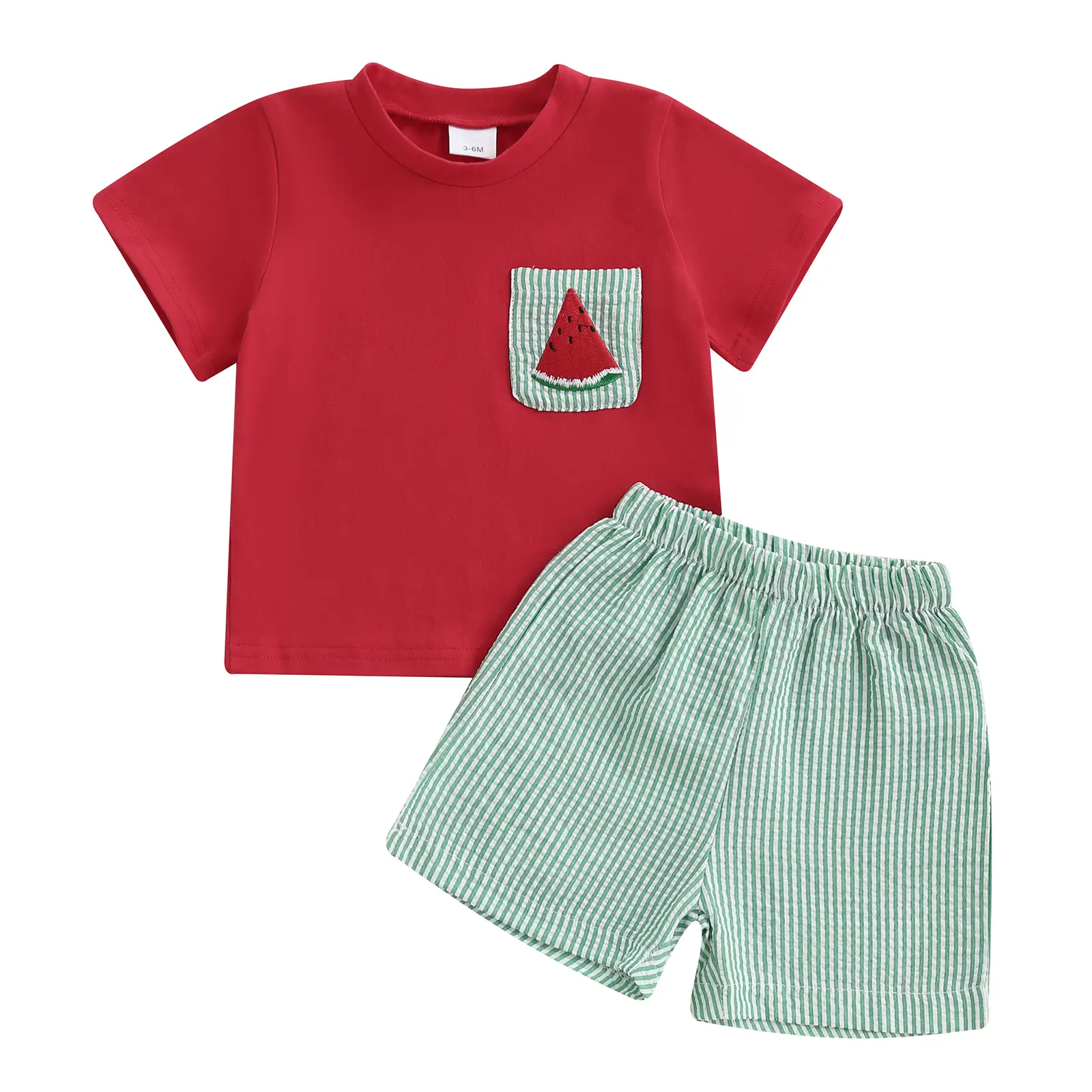 Toddler Baby Boy Shorts Set Baby Watermelon Short Sleeve T Shirt Striped Shorts Infant 2Pcs Smocked Summer Clothes