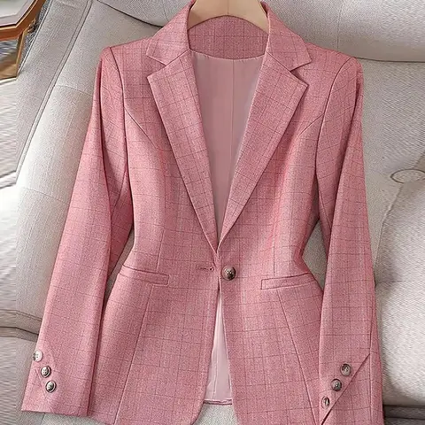 Women's Solid Color Lapel Neck Button Blazer, Elegant Fitted Long Sleeve Office Style Blazer for Work Office Business Formal Workwear, Winter Clothes Women, Ladies Instant Classic Blazer for All Seasons, Business Wear