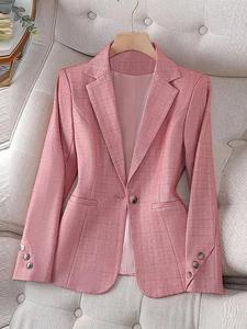 women's solid color lapel neck button blazer, elegant long sleeve blazer for work office business, winter clothes women, ladies blazer for all seasons，  business wear
