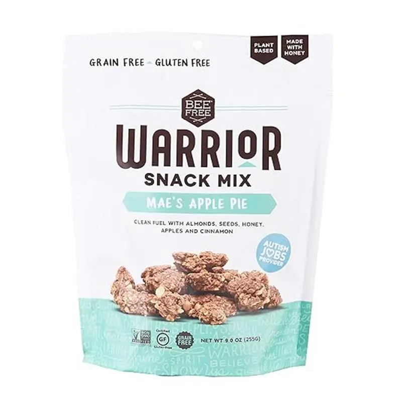 Apple Pie BeeFree Warrior Mix Gluten Free Granola Snack Mix - Soft Chunky Granola Cookie Like Bites | Paleo Granola, Low Carb, Grain Free, Preservative Free, Oat Free | Mae’s Apple Pie, 9 Ounce Bag Natural Food Honey