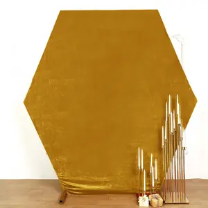 Metallic Gold Velvet Fitted Hexagon Wedding Arch Backdrop Cover 8ftx7ft