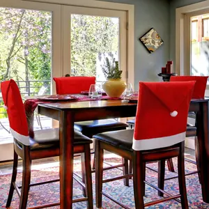 4/6 Piece Christmas Chair Covers Set, Dining Chair Cover, Santa Claus & Snowflake Design, Perfect for Holiday Season, Durable & Stylish Decoration