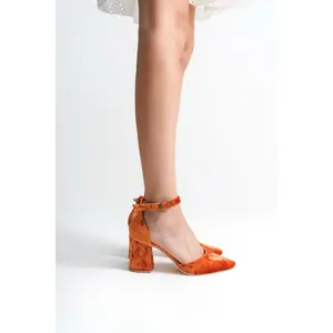 Olivia | Orange Velvet High Heels