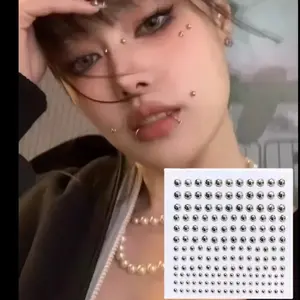 165Pcs Fake Piercing Jewelry Set, Non-Piercing Body Jewelry Including Fake Belly Button Rings, Eyebrow Studs, Lip Studs, Earring Studs, Nose Rings & Dermal Anchor Tops, Reusable No-Piercing Accessories for Party, Daily Styling & Festival Decoration