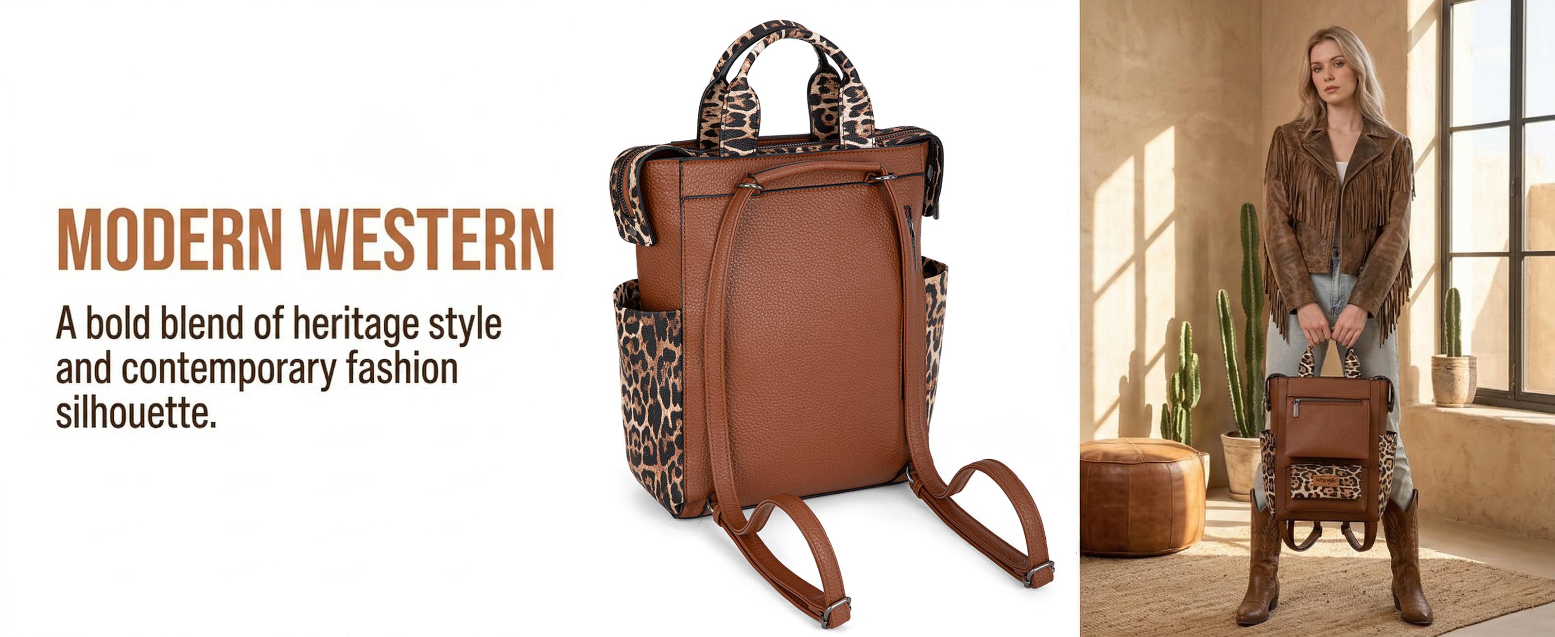 Wrangler Western Leopard Print Women's Convertible Anti-Theft Backpack with Adjustable Strap & Magnetic Closure for School & Travel TikTokShopJumpstartSale