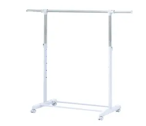 Mainstays Adjustable Metal Rolling Garment Clothes Rack, Chrome & White