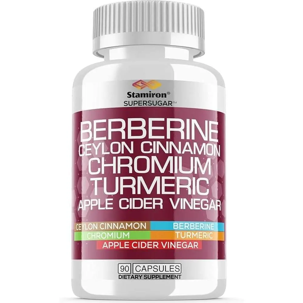 Stamiron Berberine Complex with Ceylon Cinnamon, Chromium, Turmeric, Apple Cider Vinegar, 90 Capsules