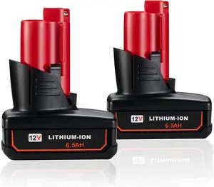 2 PCS 6.5Ah 12V Batteries Compatible for Milwaukee M12 Battery 48-11-2401 48-11-2412 48-11-2411 48-11-2420 48-11-2410 12Volt Cordless Tools for ΛΛ12 Lithium Battery TikTokShopBlackFriday