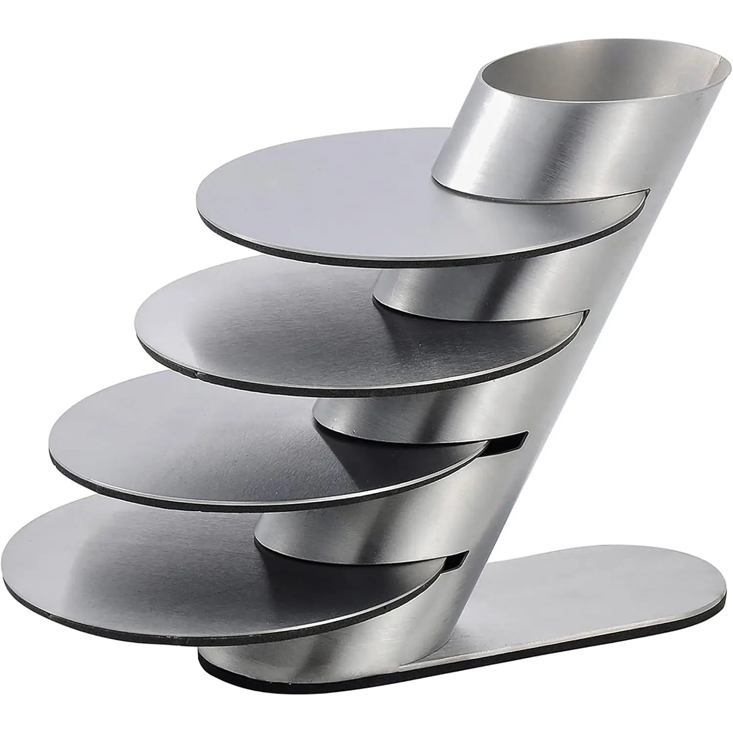 Cup Coasters, Cup Coasters Set with Decorative Rack, Stainless Steel Tabletop Display Round Cup Coaster with Holder, Silver, Set of 4 Metal Stylish