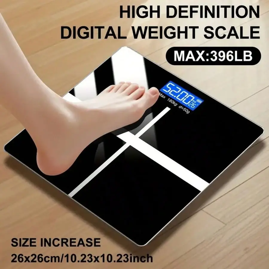 Large Platform Tempered Glass Digital Bathroom Weighing Scale, High-Precision LCD Body Weight Scale with Temperature Sensor, Max Weight 180 kg/400 lb for Home Fitness Accurate Digital Scale, Scales for Body Weight