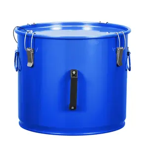 Fryer Grease Bucket 10 Gallon, 37.85 Liter Oil Transport Container with Lid, Filter Bag, Lock Clips for Home and Commercial, Coated Carbon Steel Oil Disposal Container