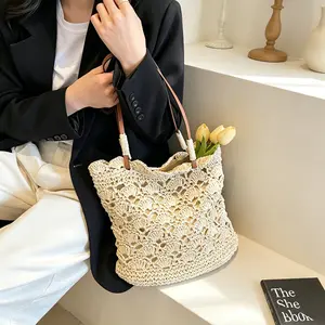 Women's 2026 New Forest-Style Crochet Shoulder Bag - Lightweight Straw Handbag for Beach Vacation Sports & Outdoor Activities - Trendy & Practical Fashion Accessory