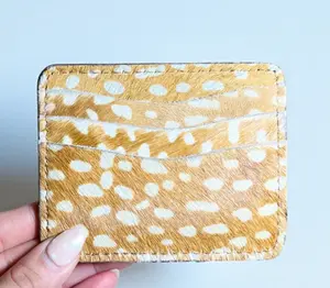 Deer print cowhide card holder