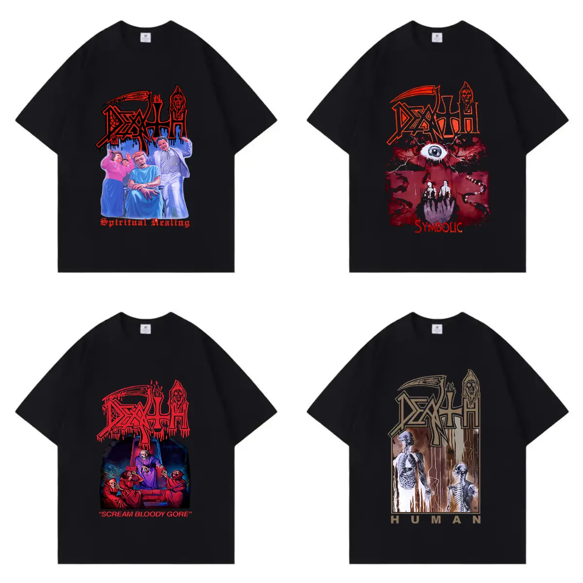 Fashion Death Metal Cool INS Streetwear Rock Crew Neck Pure Cotton Soft T-shirt Women Men Unisex Summer Comfortable and Stylish Items Holiday Gifts Father's Day