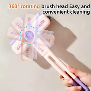 Multi-Function Rotating Crevice Cleaning Brush Set 360-Degree Rotating Head Hard Bristle for Bathroom Kitchen Window Crevices