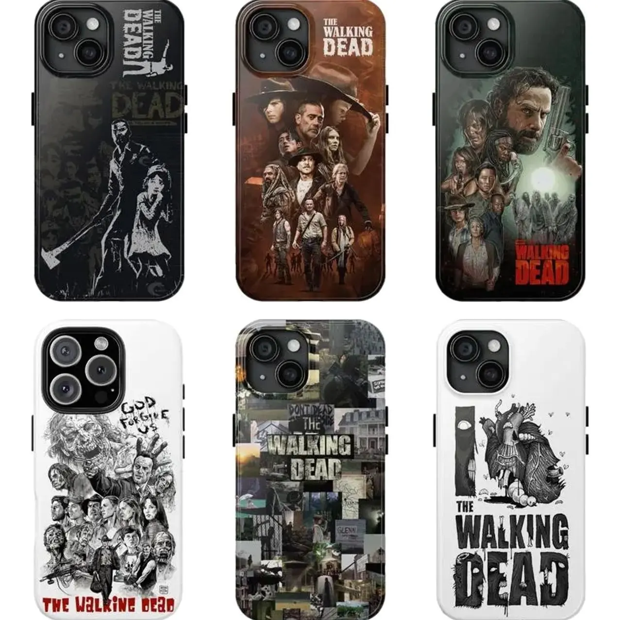 6 Styles The Walking Dead Tough Phone Case Survival Movie Compatible with iPhone X, 11, 12, 13, 14, 15, 16, 17 & Samsung
