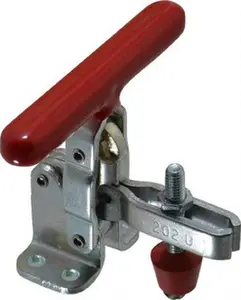 Destaco 202-TU Manual Hold Down Toggle Clamp - 200lb Holding Capacity, Vertical Handle, 65° Handle Movement, 105° Bar Opening, U-Bar, Flanged Base, Zinc Plated Carbon Steel, Hardware Application Tool